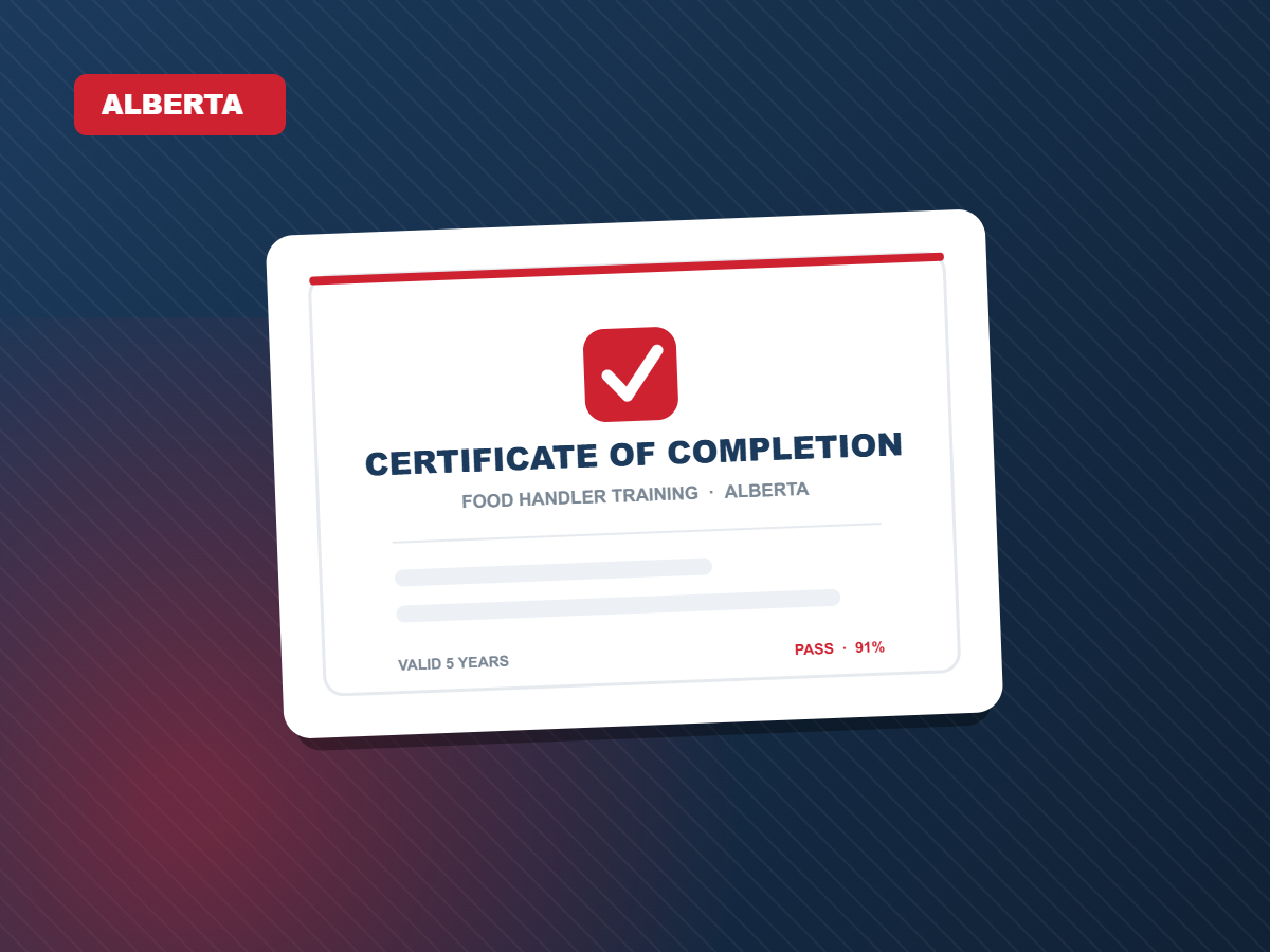 Alberta food handler certificate of completion